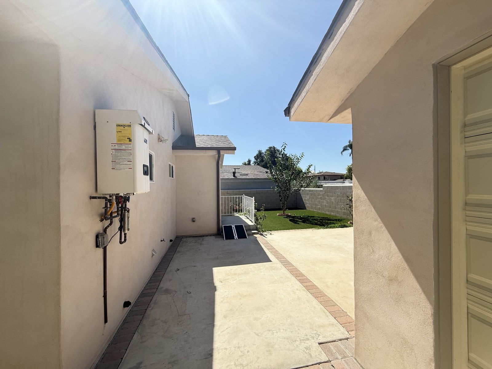 Outdoor walkway and lawn